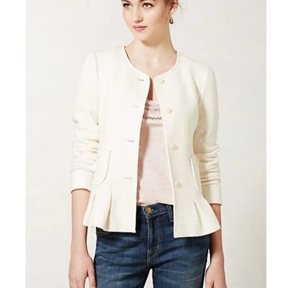 Elevenses by Anthropologie Women's Wool Blend Peplum Jacket - 4 - Picture 1 of 8